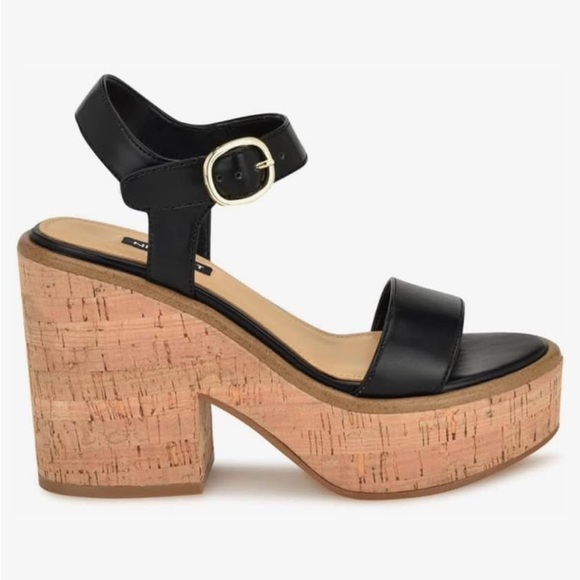 Nine West Black and Tan Platform Sandals - Picture 2 of 6